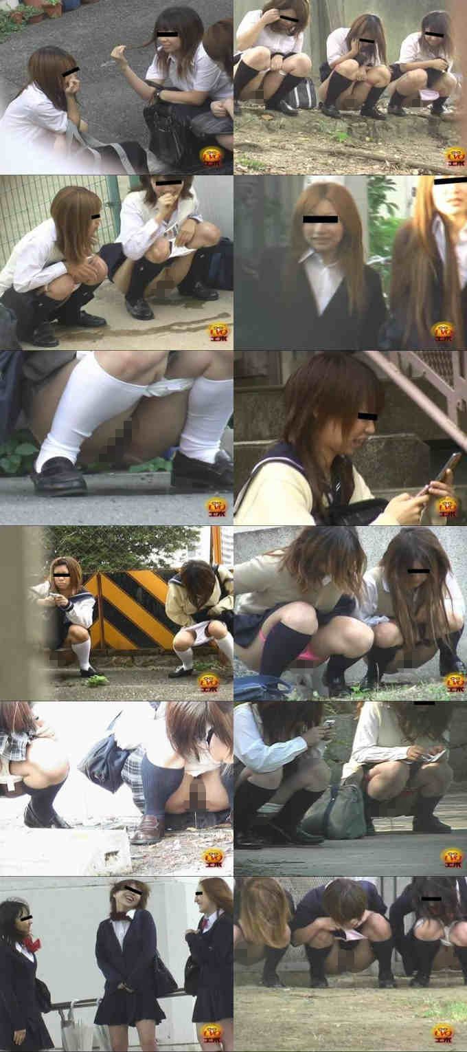 野外隠撮 女子校生達の連れション！３