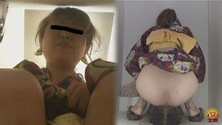 浴衣トイレバックフルショット隠撮